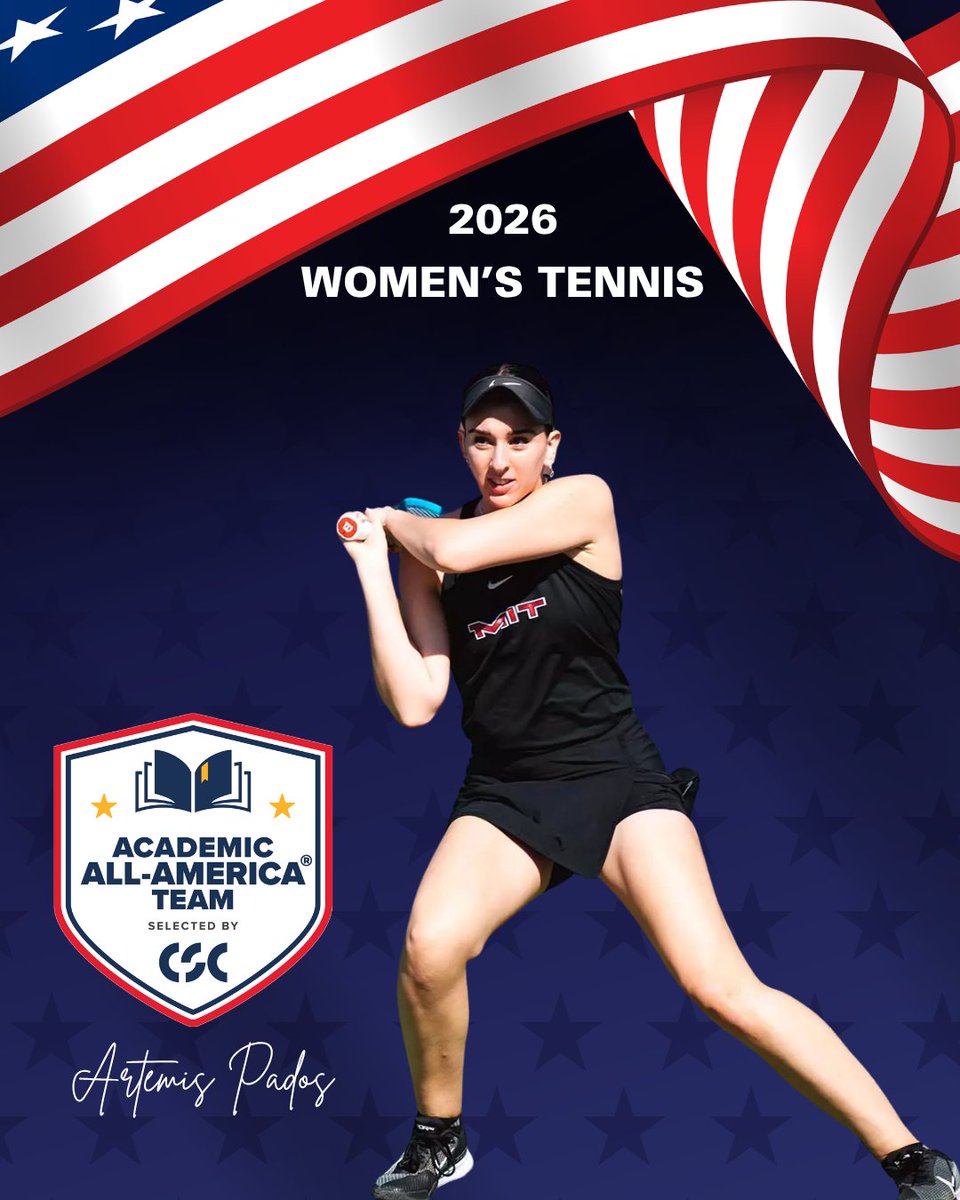 NEWMACsports's tweet photo. 🇺🇸ACADEMIC ALL-AMERICAN🇺🇸

@MITAthletics Artemis Pados has been named a DIII Women's Tennis Academic All-American by @CollSportsComm for the second consecutive season! 

🔗 https://t.co/JEHPCguyTG

#GoNEWMAC // #WhyD3 https://t.co/XeaNnxFZTF