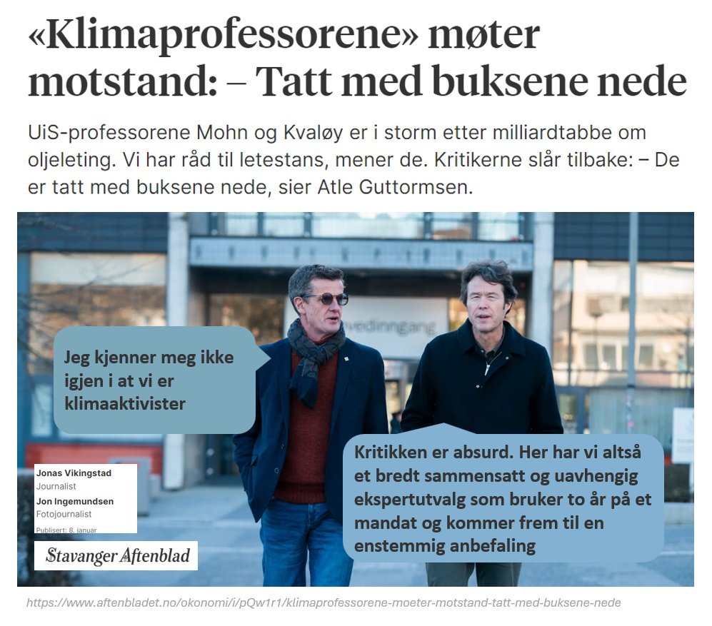 eyaven's tweet photo. Enig. 
Godt fra Harding og Mogstad.
Hva skal en si når det ser ut til at Kvaløy ikke skjønner at Parisavtalen er en politisk, ikke juridisk bindende avtale? "Om, når og i hvilken grad man ønsker å oppfylle avtalen, er politiske spørsmål."

Men det er kanskje ikke annet å vente fra denne kanten, han og Mohn var begge i Klimautvalget og gjorde skam på @UniStavanger. 
Som @Anduril100 så godt sier det: "Det må være ganske sjelden i norsk NOU-historie at et utvalg i  realiteten foreslår at landets største og suverent mest lønnsomme næring  skal legges ned, uten noen skikkelig analyse av nytte og kostnader."
CC:@mpenergi @PepsiGro 
https://t.co/oRr429IRT5