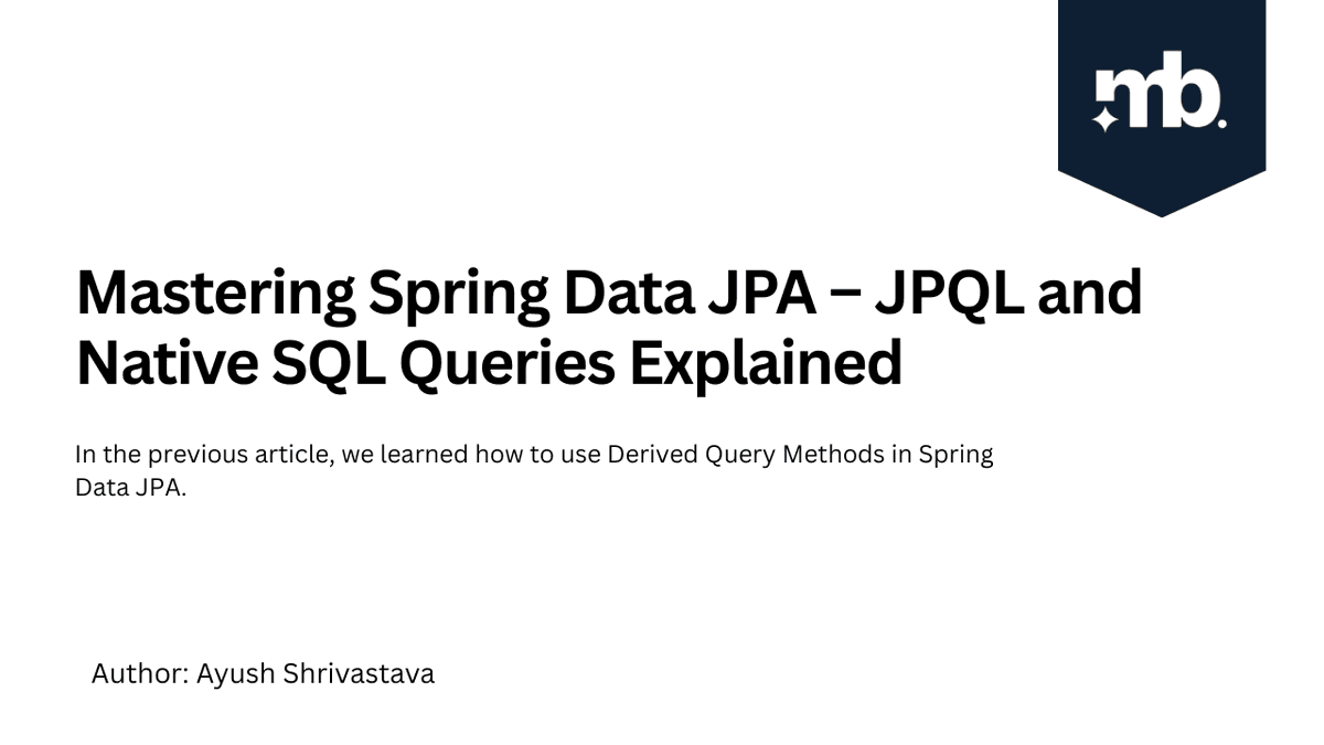 ayshriv's tweet photo. Derived query methods are powerful, but sometimes you need more control.
Learn how to use JPQL and Native SQL queries with Spring Data JPA to build efficient, production-ready applications.
Read here:
https://t.co/o0NgXqQWtl
#Java #SpringBoot #SpringDataJPA #Hibernate https://t.co/6cD6wz1Sxx