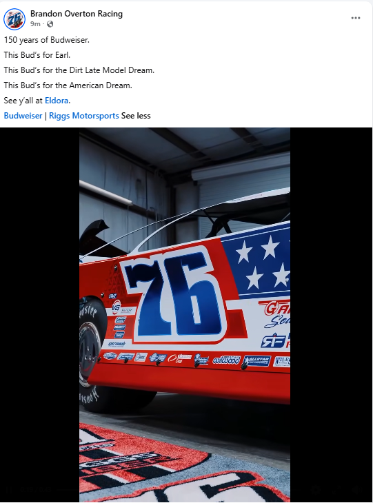 JFTrentRacing's tweet photo. Brandon Overton's new Budweiser wrap for the Dream is here! https://t.co/a7tv0Ttb7X