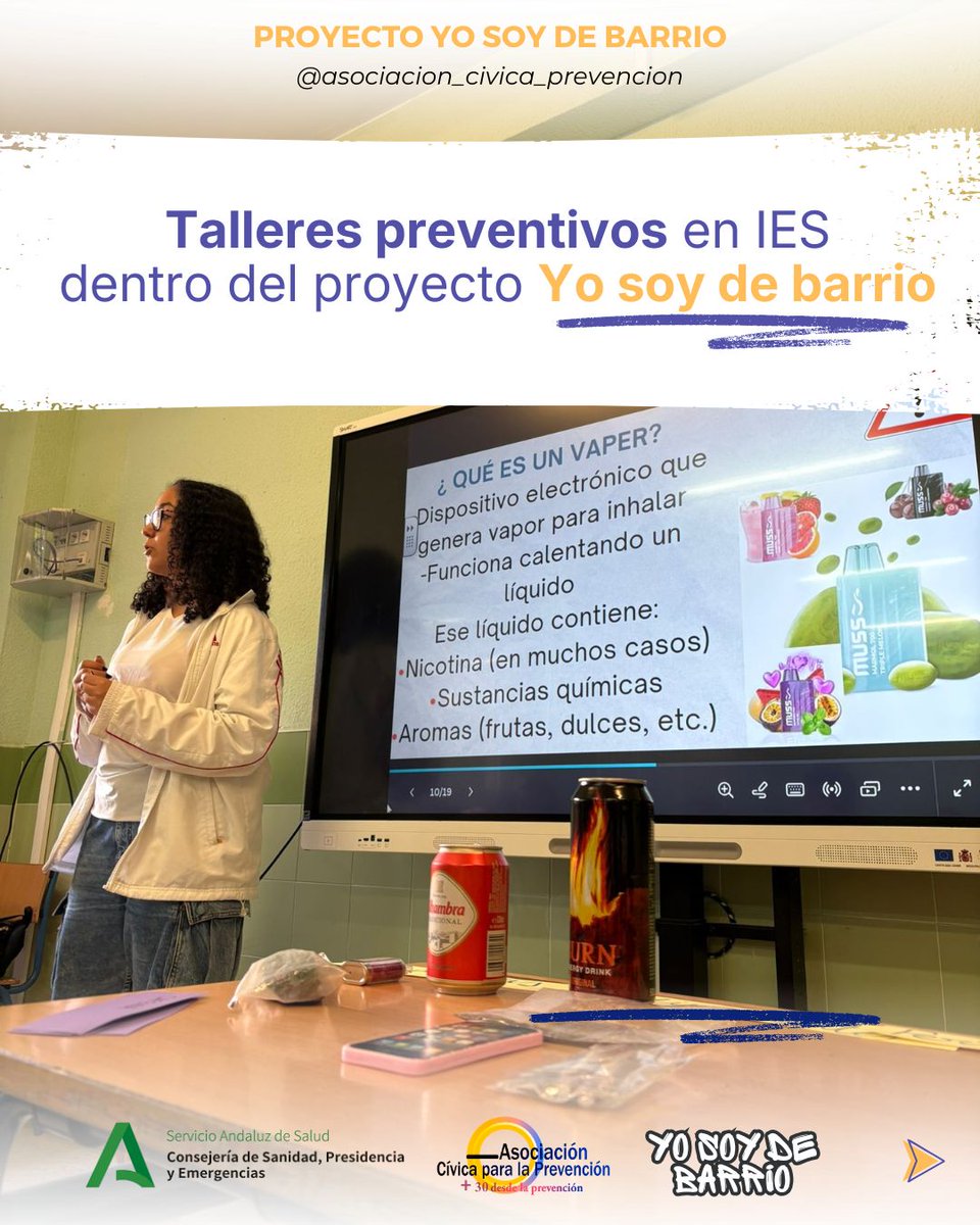 ACP_malaga's tweet photo. 🎓💬 Seguimos acercando la prevención a las aulas.
Proyecto Yo Soy de Barrio
Con @saludand   · Junta de Andalucía https://t.co/Obp5POJJy6