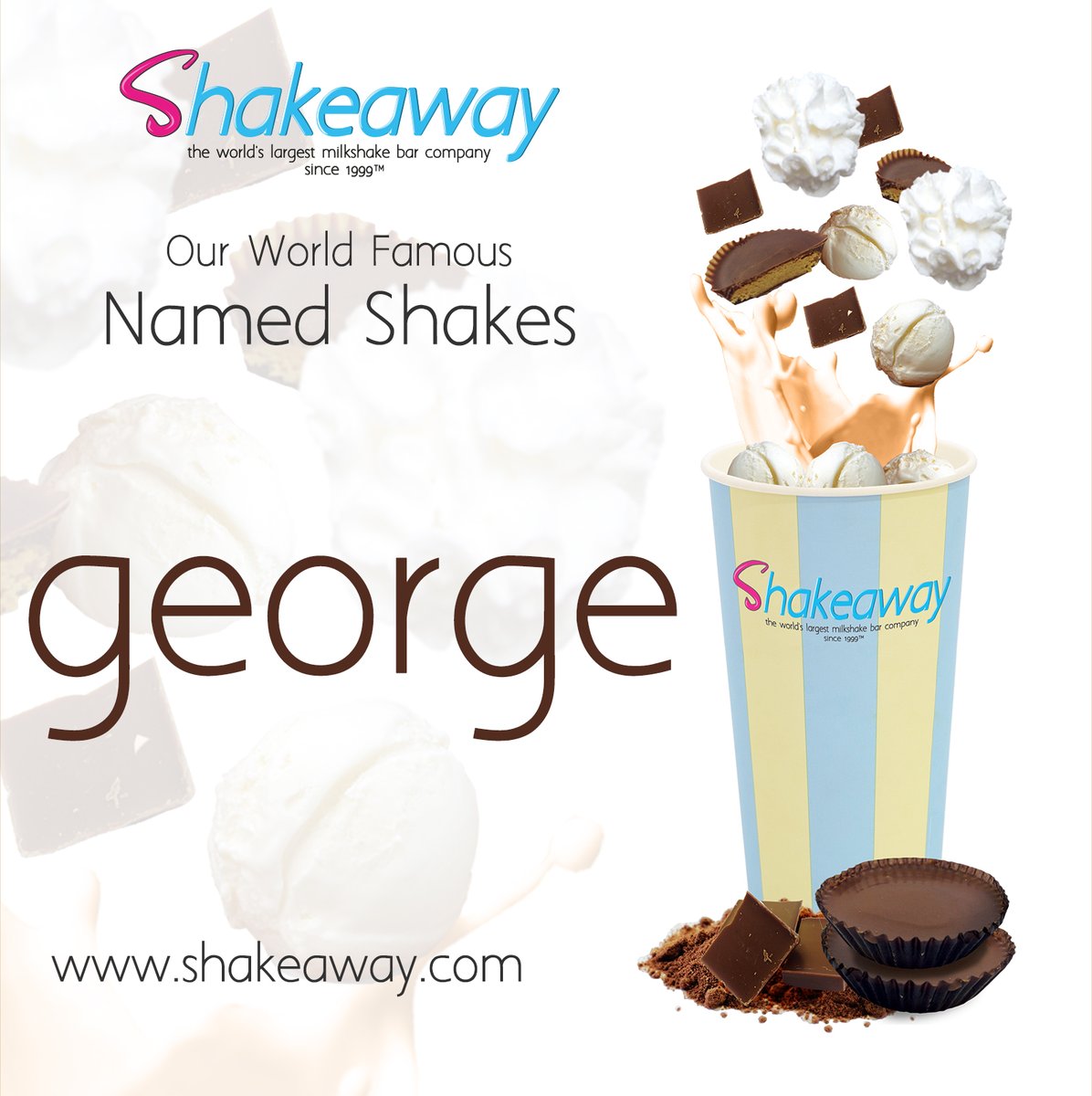 ShakeawayLand's tweet photo. George is a delicious combination of reese's cups blended with chocolate and a topping of whipped cream, it's one of our all time customer favourites.

#george  #reesespeanutbuttercups#shakeaway #frozenyoghurt https://t.co/VS5mo31zJK