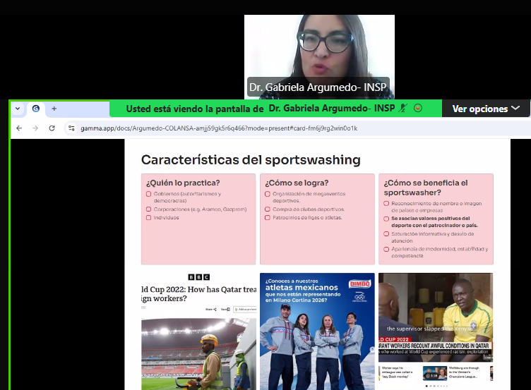 elpoderdelc's tweet photo. "El deporte es clave para lograr una vida más saludable y más justa.
Sin embargo, actualmente es utilizado como plataforma para promover productos que son todo lo contrario".
-Dra. Gabriela Argumedo del @inspmx explica el #sportwashing presente en la #CopaMundial26 utilizado por diferentes industrias de ultraprocesados y bebidas azucaradas.