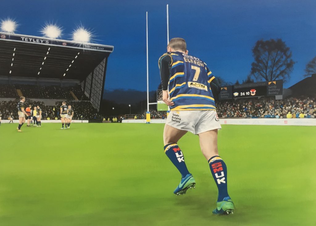 armleyartist's tweet photo. Thinking of Rob Burrow and his lovely family today on the 2nd anniversary of his sad passing 🧡 truly one in a million 
There’s only one #robburrow 
#MND #leedsrhinos #rugby https://t.co/zrC8sh67Ea