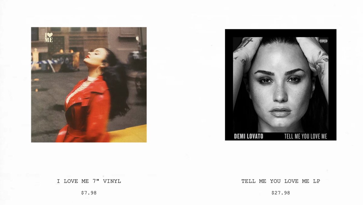 LovatoHub's tweet photo. Demis website has added a red Holy Fvck pressing for Pre-order, a 7" I Love Me vinyl and a Tell Me You Love Me  vinyl! 

Get them now: https://t.co/WH7VtPOpY3 https://t.co/Od0T2lh2sn