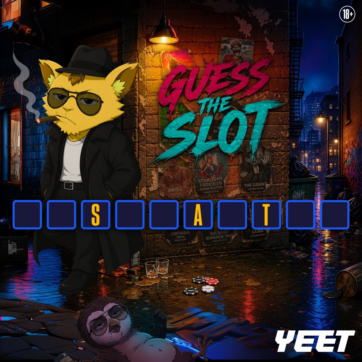 yeet's tweet photo. GUESS THE SLOT - $250 PRIZE POOL                            

We are giving $50 to 5 random users who guess the answer correctly!                          

- Follow @YEETSlopTV
- Comment with your answer    
- Follow @yeet, like & repost      

Winners will be announced in the comments!