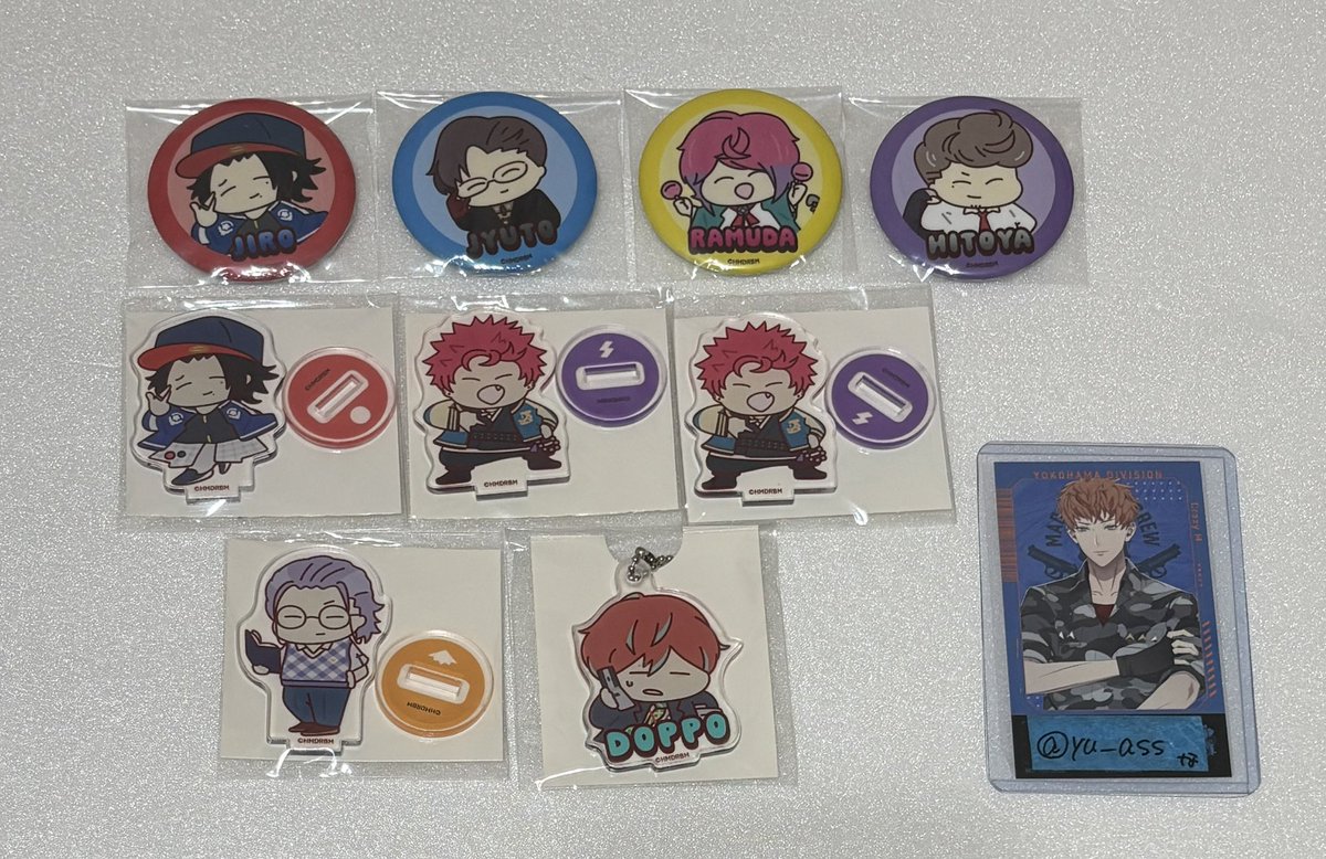 yu__ass's tweet photo. 〈 交換 〉 ヒプノシスマイク　ヒプマイ　百均　100均　ダイソー　セリア　缶バッジ　アクスタ　アクキー

求→ 缶バ｜　一二三　三郎
 　　アクスタ｜　帝統　一二三　三郎

譲→ 二郎 銃兎 乱数 独歩 空却 獄 盧笙

⚪︎帝統以外友人分、友人分優先
⚪︎纏めての場合,理鶯求め
⚪︎異種交換可 https://t.co/eQXhwTybB6