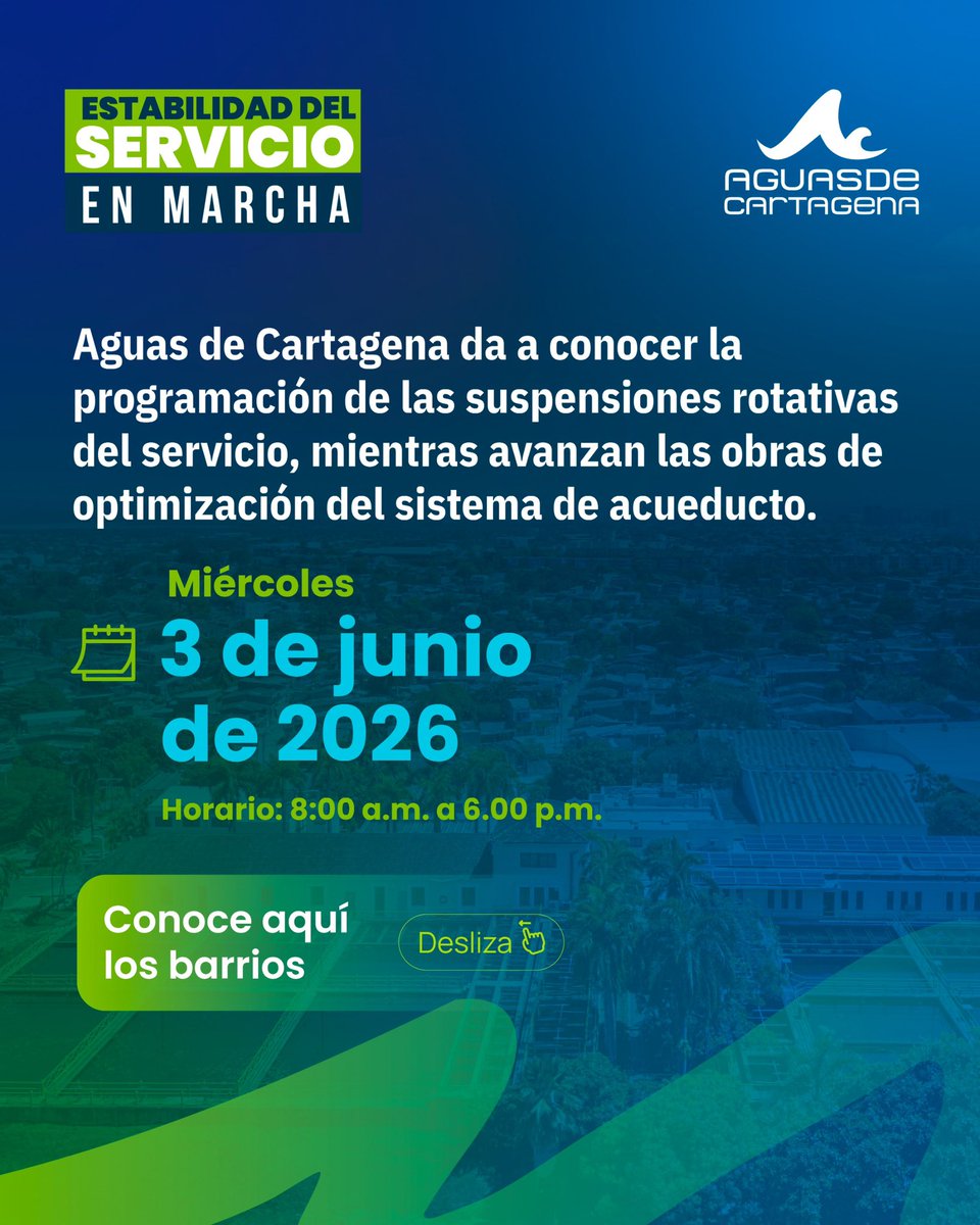 Acuacar's tweet photo. Programación para el día miércoles 3 de junio💧 https://t.co/mJUhrgopMZ
