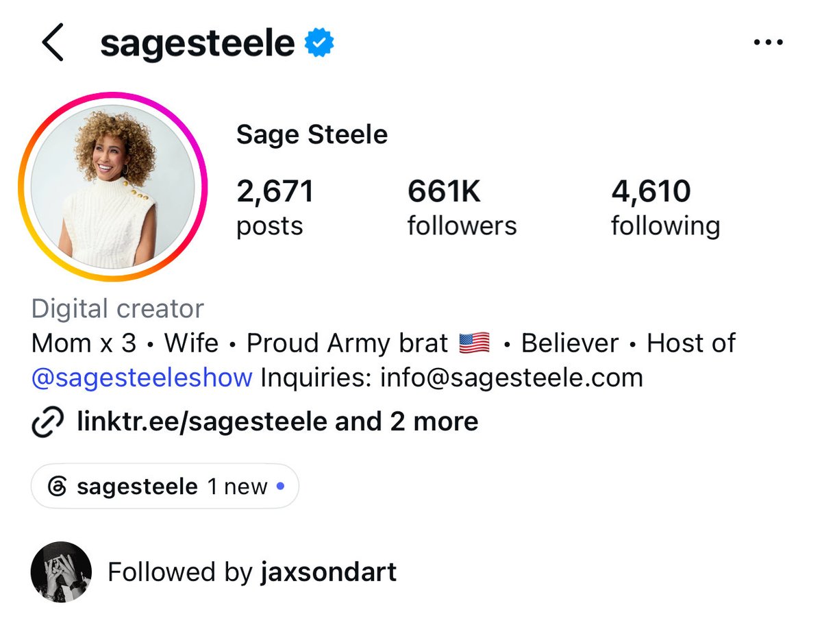 patriottakes's tweet photo. In addition to Donald Trump, Giants QB Jaxson Dart also follows Ivanka, GOP Senator Mike Lee, and Trump 2024 surrogate Sage Steele on Instagram https://t.co/6MdzYs36fh