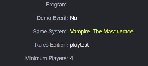 Webvampiro's tweet photo. Ojo, en el evento de White Wolf en las GenCon han quitado lo de "reglas de Sexta Edición" de #Vampiro y lo han convertido en "Playtest" https://t.co/PqOyxgyr1a