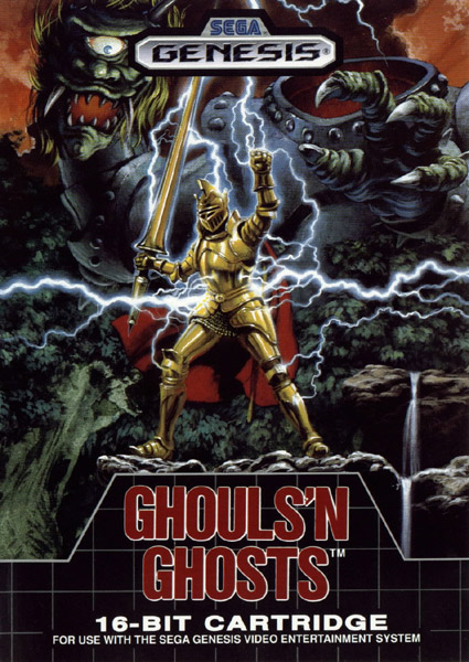 RetroEvery's tweet photo. ⚔️ Ghouls 'n Ghosts on Sega Genesis is still one of the most brutal 16-bit challenges ever made!  Sir Arthur storms through dark gothic levels, slashing skeletons, bats, reapers, and dragons with lances and swords in this raw 32-second gameplay clip. Pure Capcom punishment from 1989!  Plus, check out the full official cartridge box scans — that golden knight vs. demon cover art is absolute fire. 🔥  Who else still has nightmares about this sequel to Ghosts 'n Goblins? Drop your high score stories below!  #SegaGenesis #GhoulsNGhosts #RetroGaming #Capcom