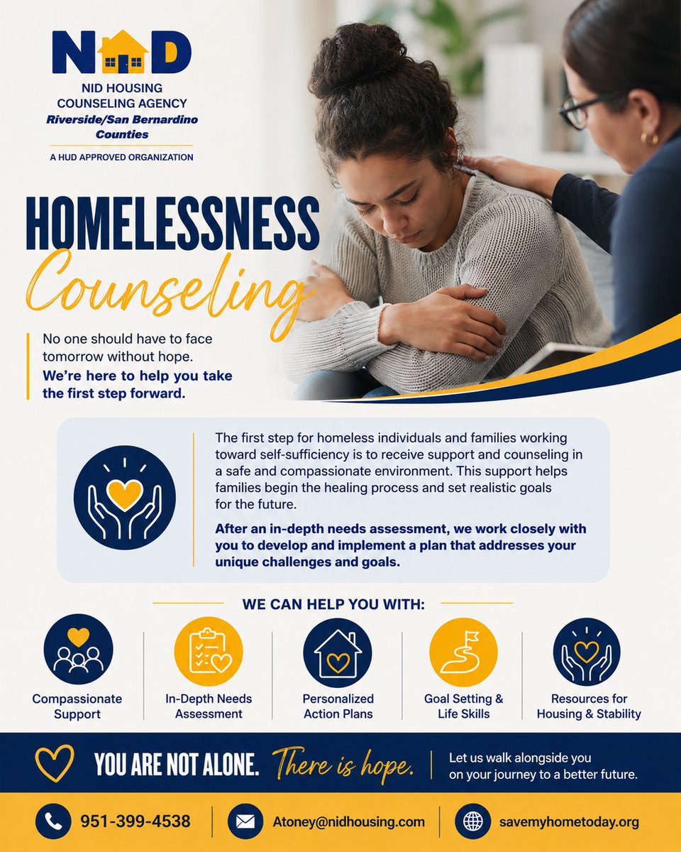 chllbby's tweet photo. No one should have to face housing insecurity alone.
Hope starts with one conversation. Help is available.
๐ 951-399-4538
๐ง Atoney@nidhousing.com
๐ https://t.co/9OzmIsFVEN
#HomelessnessSupport #HousingCounseling #CommunitySupport #HUDApproved #NIDHousing #HousingResources https://t.co/xCuyynd3Li