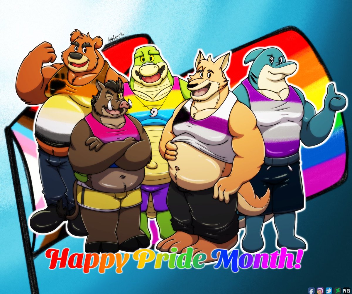 AniLover16's tweet photo. Art Commission June 2026 #1
Happy Pride Month everyone!! 🏳️‍🌈 
Characters from BROK The InvestiGator/The Brawl Bar 
@COWCATGames 
Hope you'll like it!! 😊 
#Drawing #Fanart #Furry #PrideMonth #BrokTheInvestiGator #TheBrawlBar #ArtCommission #Commission #HiPaint https://t.co/sSYpAbBXKv