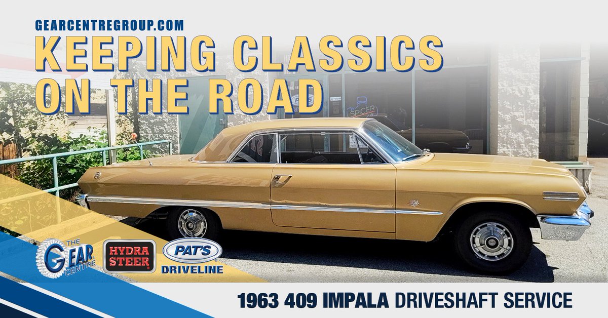 GearCentreGroup's tweet photo. A 1963 409 Impala in the shop at our Pat's Driveline Surrey location for driveshaft service🩵 Thank you for trusting our team with this classic.

Need driveshaft service or repair? Contact your nearest @PatsDriveline location.

#gearcentregroup #patsdriveline #driveshaft https://t.co/evR0lxiLrc
