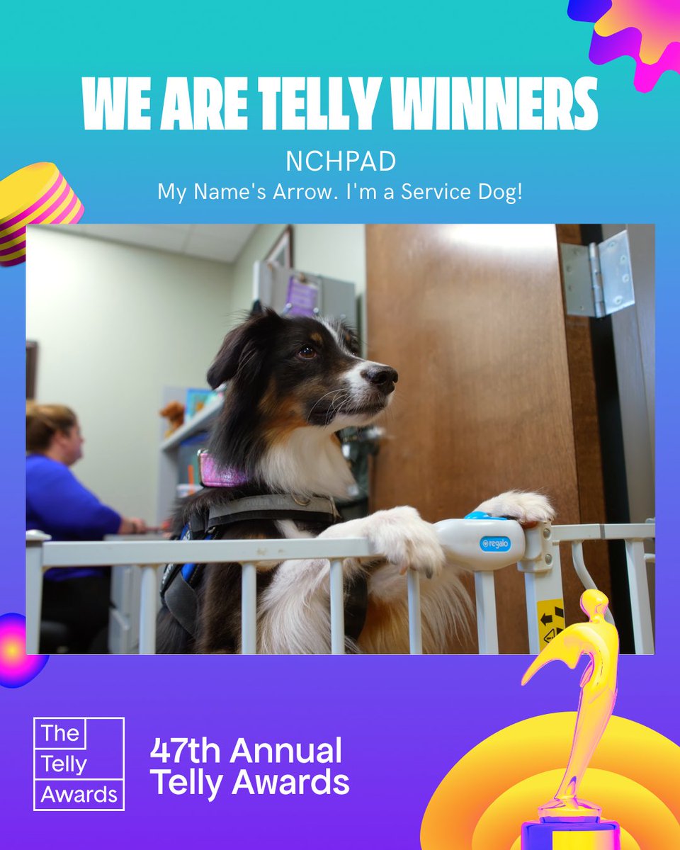 NCHPAD's tweet photo. We are proud to announce that our fantastic video team won two bronze Telly Awards for its service dog video! Learn more about the recognition and watch the video in the link below!

https://t.co/OM8DLqkRpO

#Telly #TellyAward #ServiceDogs #NCHPAD https://t.co/BcJ4SP4bKc