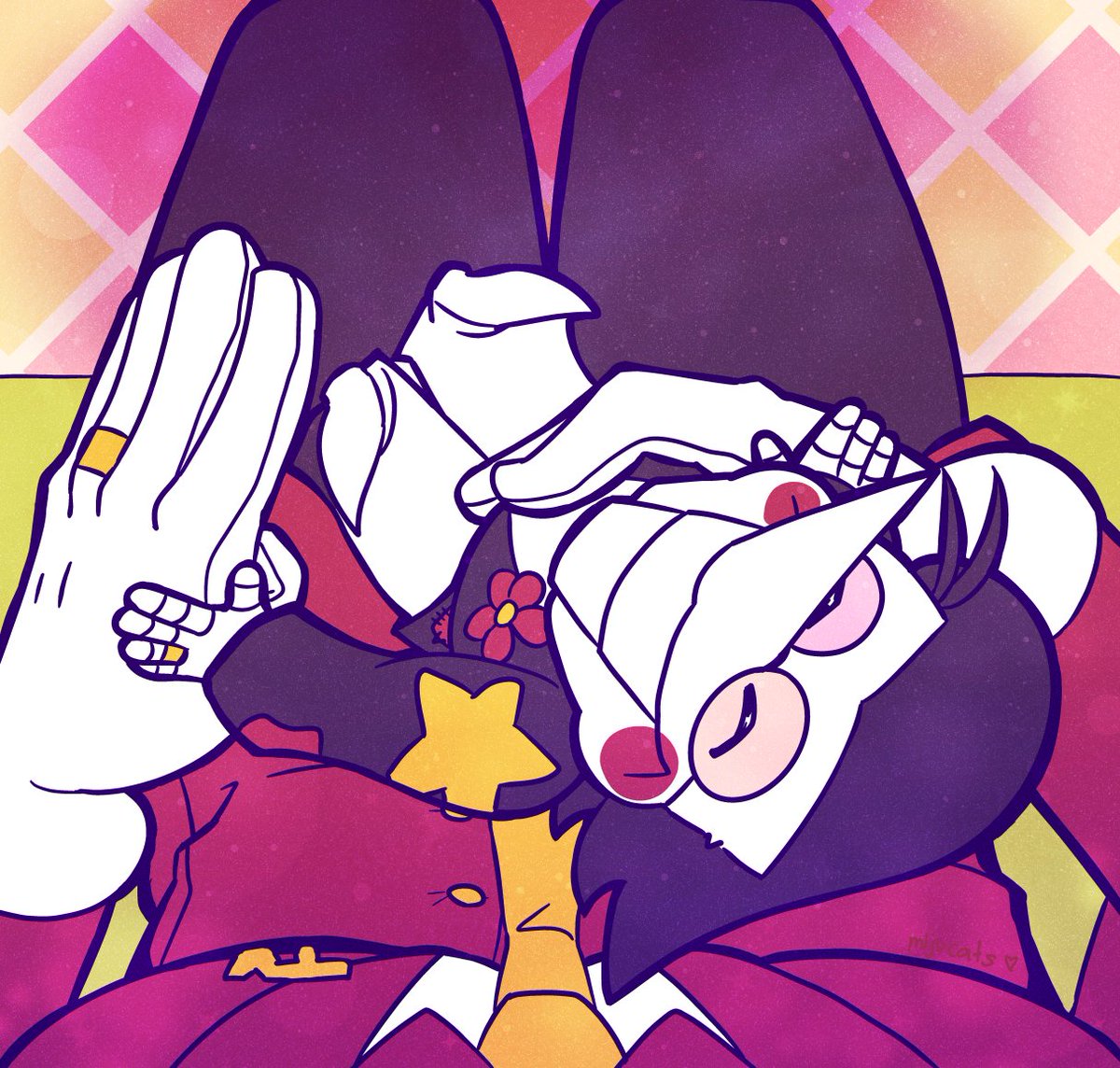 mijucats's tweet photo. day 6 of #spamtennaweek! anniversary!!!! remarriage!!!!! happy anniversary spamtenna nation!!!!!!!!!!!!! #spamtenna #deltarune https://t.co/sreoGfo28H