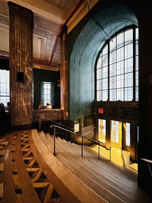Bonecondor's tweet photo. There's something about an art deco building that just inspires me. We're leaning into the prohibition-era speakeasy theme for the peptide soiree tonight. See you soon, if you know where to find us. 🤫🧪🍸 https://t.co/n34cHHxm7Y