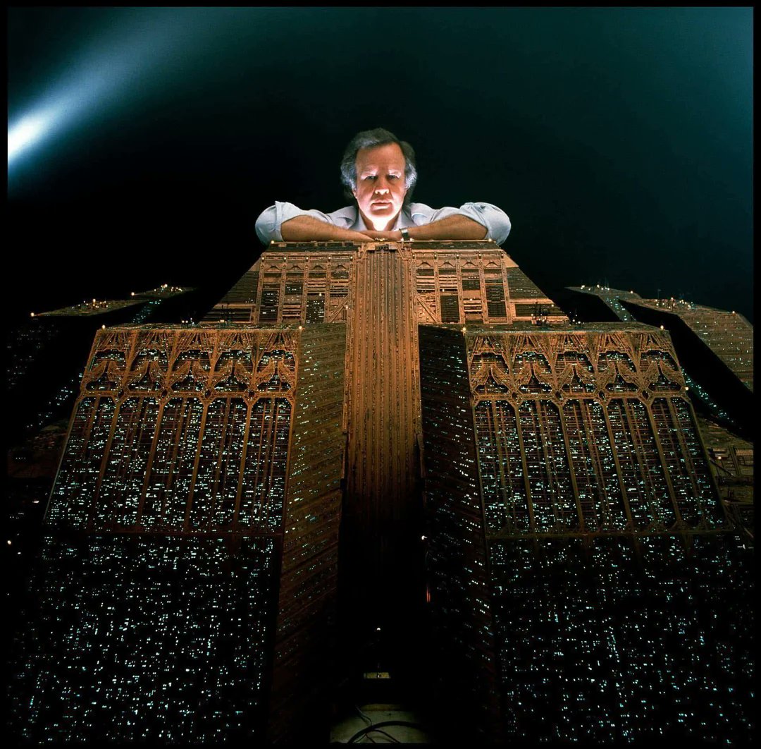 SciFiArchives's tweet photo. Douglas Trumbull and the exquisite Tyrell Building model for Blade Runner (1982) https://t.co/0OoJq7JU2s