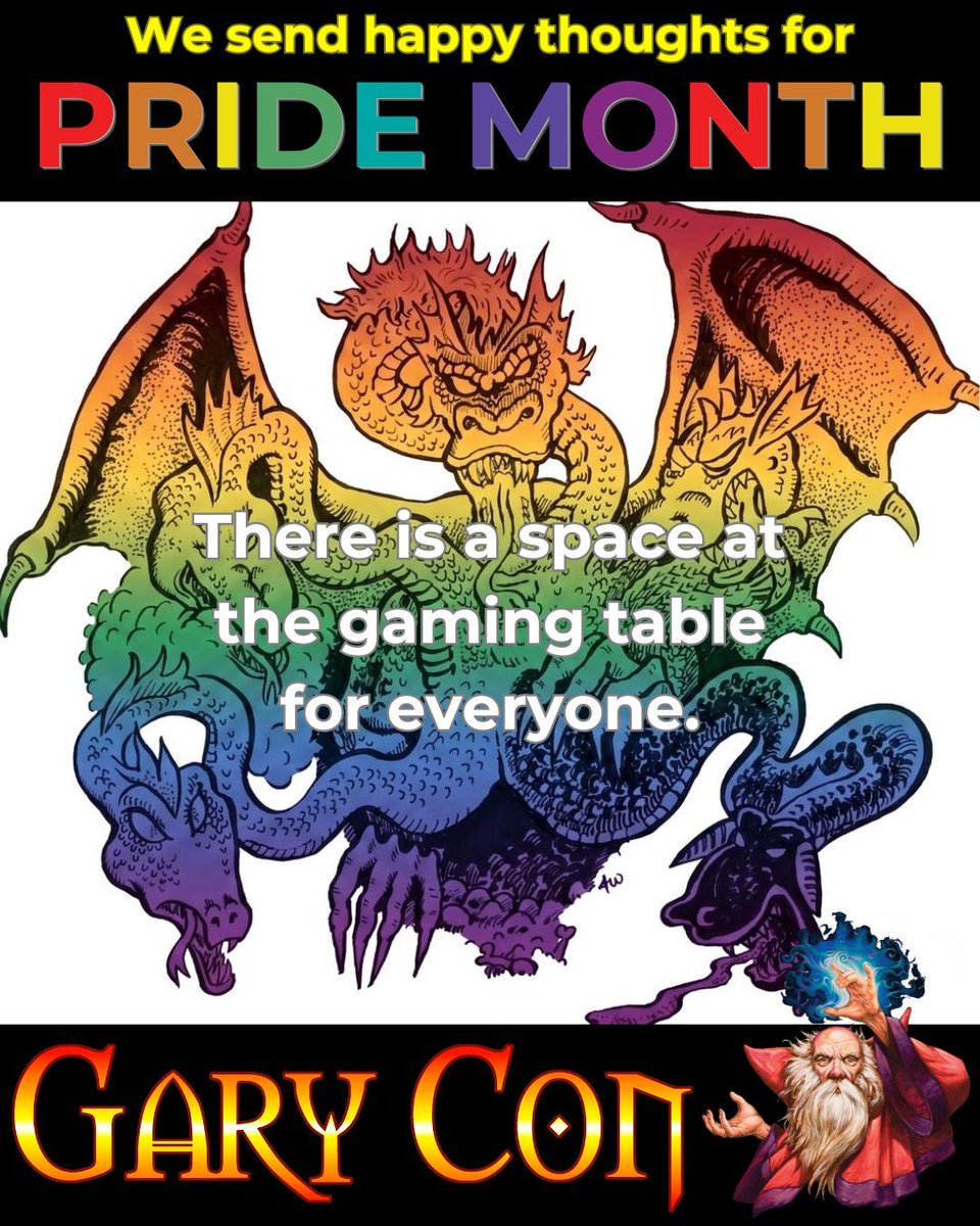 GaryCon's tweet photo. Gary Con sees you—both at our tables in March and in the larger gaming community all year. We value any and every person willing to freely and happily share in an adventure. - The Gary Con Team

#GaryCon #GCXIX #Gaming #TTRPGs #EqualityForAll #PrideMonth #Pride2026 #LGBTQIA https://t.co/4HRgXV8qCc