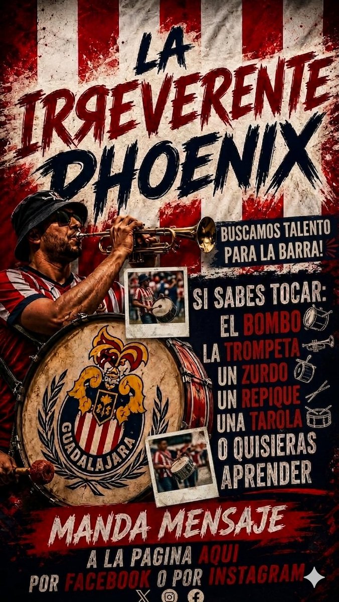 LAIRREVERENTEP1's tweet photo. Forma Parte De La Irreverente #LOSDELDESIERЯTO 

Convocatoria 2026 Para Se Parte De La Irreverente Phoenix,  Si Sabes Tocar El Bombo, Trompeta, Repique, Oh Te Gustaria Aprender, Mensaje A Nuestras Paginas De Facebook o Instagram. 

📅Sabado Junio 13, 
📌  Downtown Phoenix https://t.co/PQCKwaxlKc