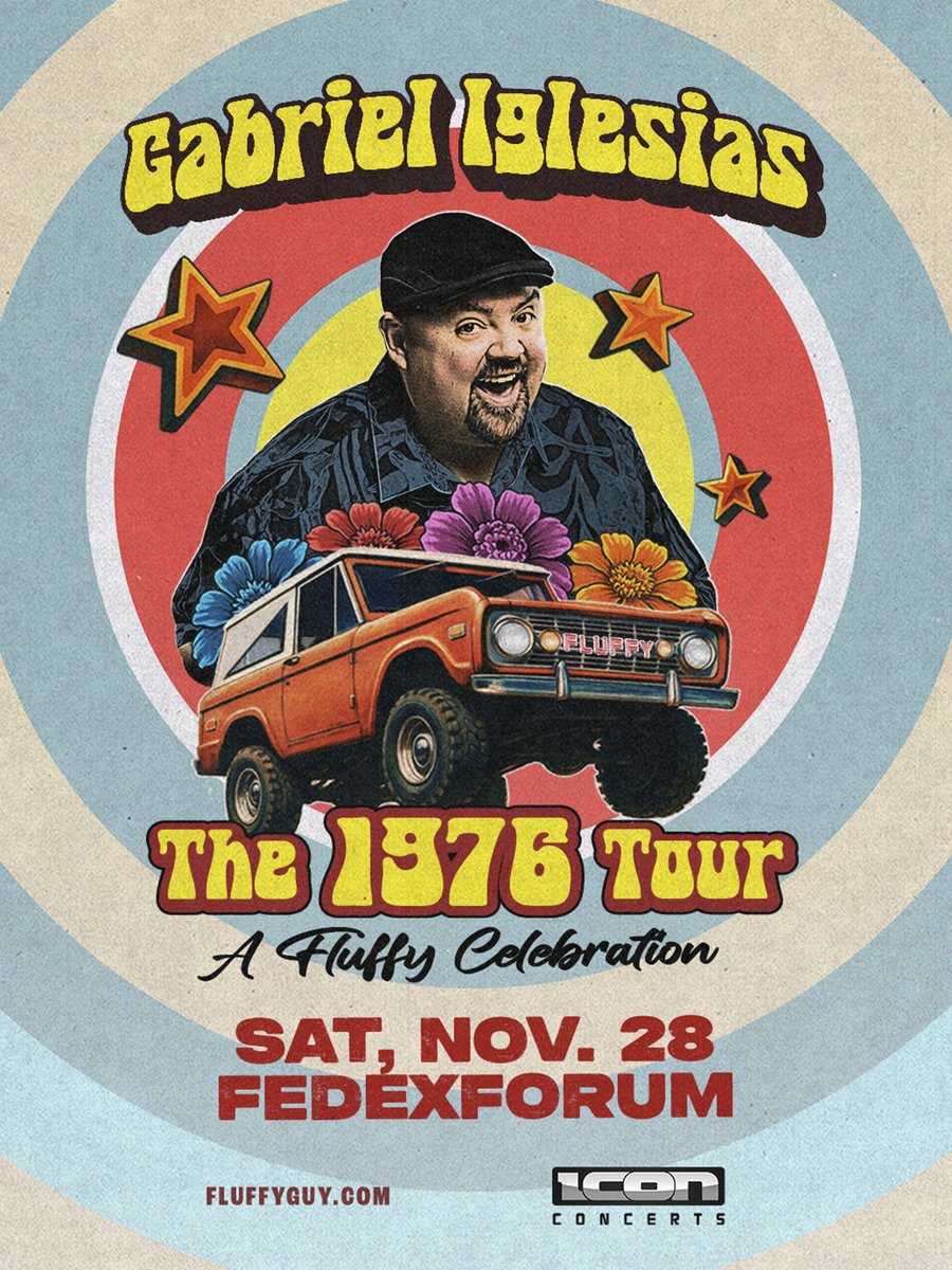 FedExForum's tweet photo. 🚨 JUST ANNOUNCED🚨

Comedian Gabriel Iglesias is bringing The 1976 Tour to FedExForum on November 28th!  🔥

Tickets go on sale Friday, June 5th @ 10am.

Get ready to party! 🤣 It’s a Fluffy celebration 🎉

Sign up for presale access &amp; FEF alerts ➡️: https://t.co/PByyF9CSkt https://t.co/clFECDWbQJ