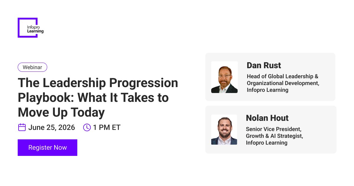 InfoproLearning's tweet photo. Most capable professionals fail when they step into leadership. Why? &amp; what to do about it—based on a survey of 8,000 global leaders. Join @danrust&amp; @Nolanhout on June 25 at 1 PM EST for the gaps no one tells you about: https://t.co/rBkEkIoCL5

#leadershipdevelopment #chro https://t.co/MHPbHfVVFx