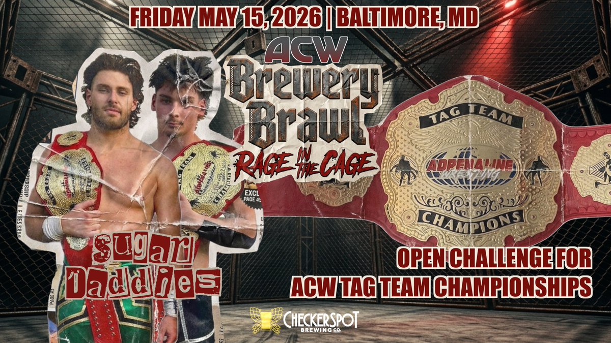 ACW_Pro's tweet photo. Sugar Daddies Open Challenge for ACW Tag Team Championships - #ACW Brewery Brawl,  Rage in a Cage

https://t.co/UjrQUI7N62 https://t.co/4GEkPB7JNh