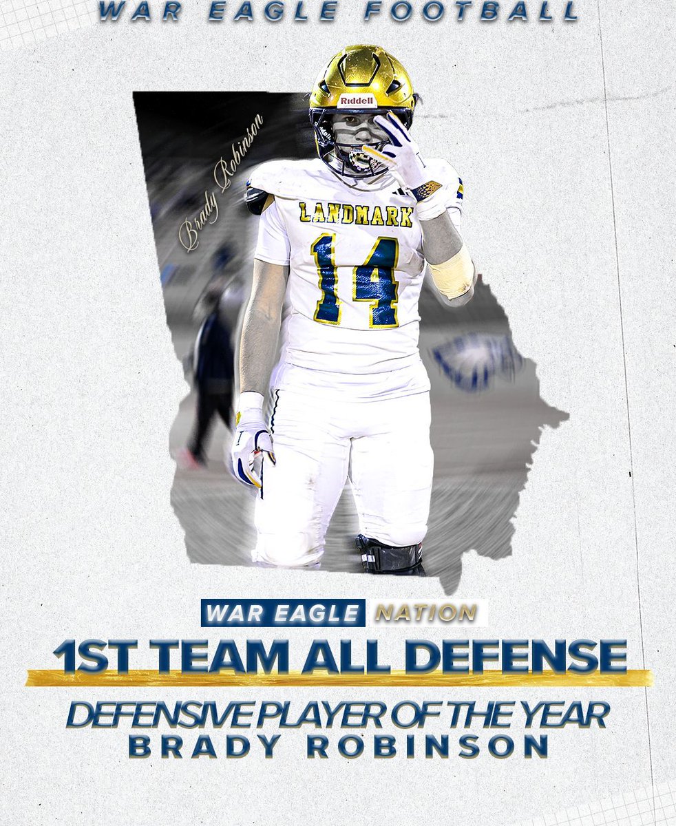 Landmark_LCS's tweet photo. THROWBACK: 🦅 🏈
An offense’s worst nightmare 1️⃣4️⃣ 
Landmark's 2025 Defensive Player of the Year, LB Brady Robinson! https://t.co/DK80Xej2WR
