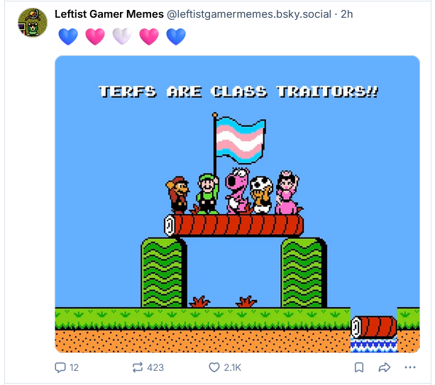 ProjectEnter's tweet photo. People who follow accounts like this have got to be the most 1-dimensional people out there
Making "Gamer Memes" with partisan politics turns an escapist medium into something political
It's honestly exhausting that people like this exist

(Happy Pride though) https://t.co/vpqMHb37jy