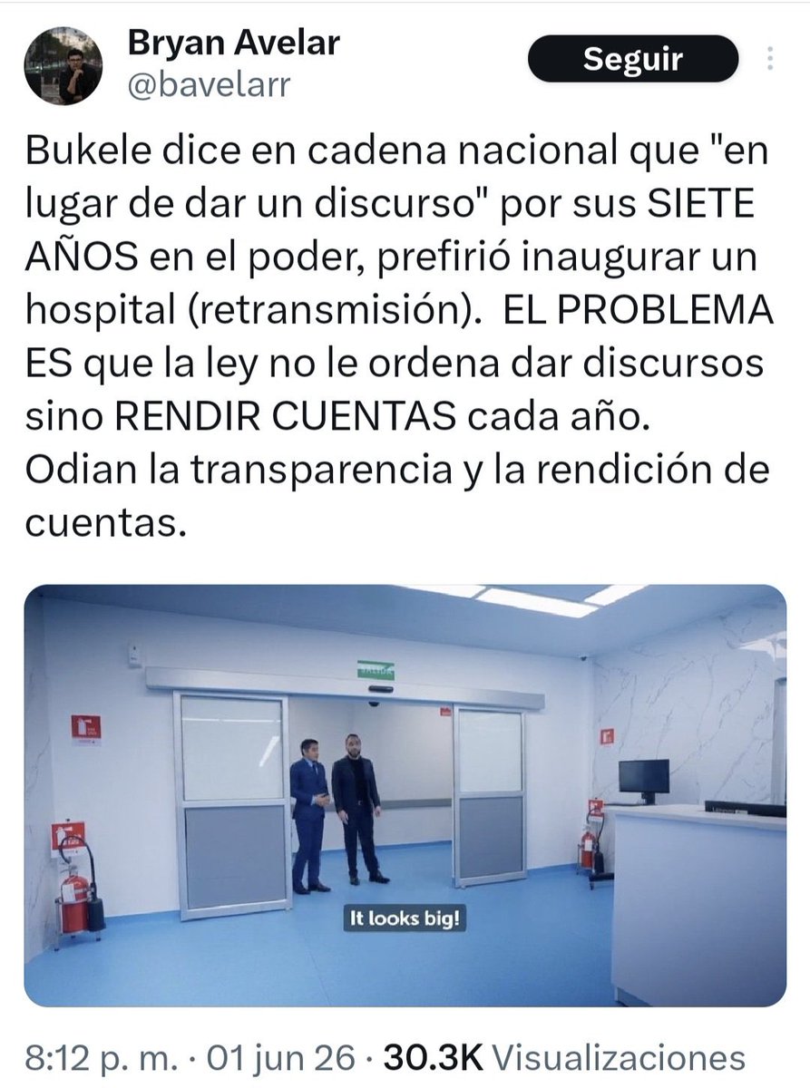 porttada's tweet photo. #Nacionales | Bryan Avelar, de #FACTUM, cuestionó que el presidente @nayibbukele inaugurara @elnuevorosales el 1 de junio en lugar de presentar un informe de labores, y calificó esa decisión como ilegal. https://t.co/Mdxxv7sjYa