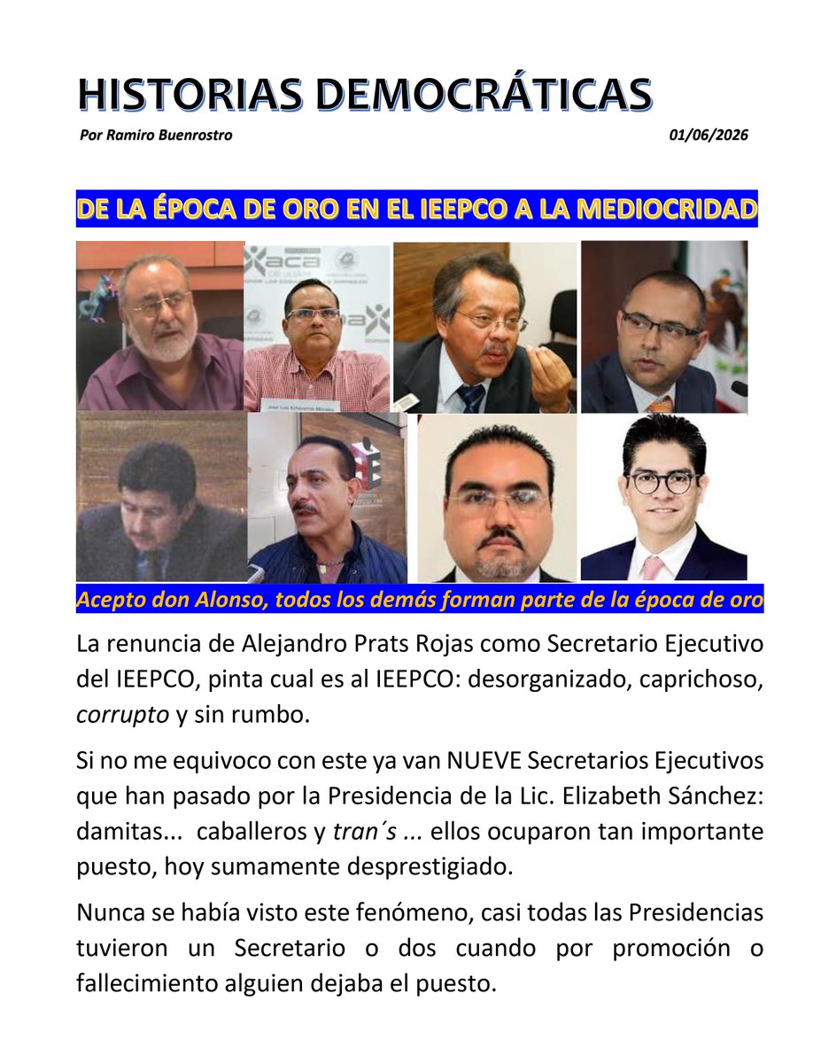 Eje_077's tweet photo. HISTORIAS DEMOCRÁTICAS
Por: Ramiro Buenrostro
#oaxacanoticias #OaxacaDeJuárez #ieepco #morena https://t.co/VQJgKq1Ct7