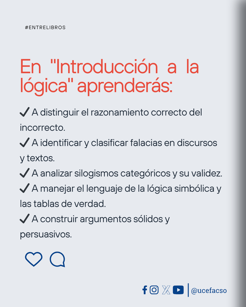 ucefacso's tweet photo. 📚 Hoy presentamos un verdadero clásico del pensamiento: “Introducción a la lógica” de Irving M. Copi y Carl Cohen. https://t.co/5JfT2KbR6q