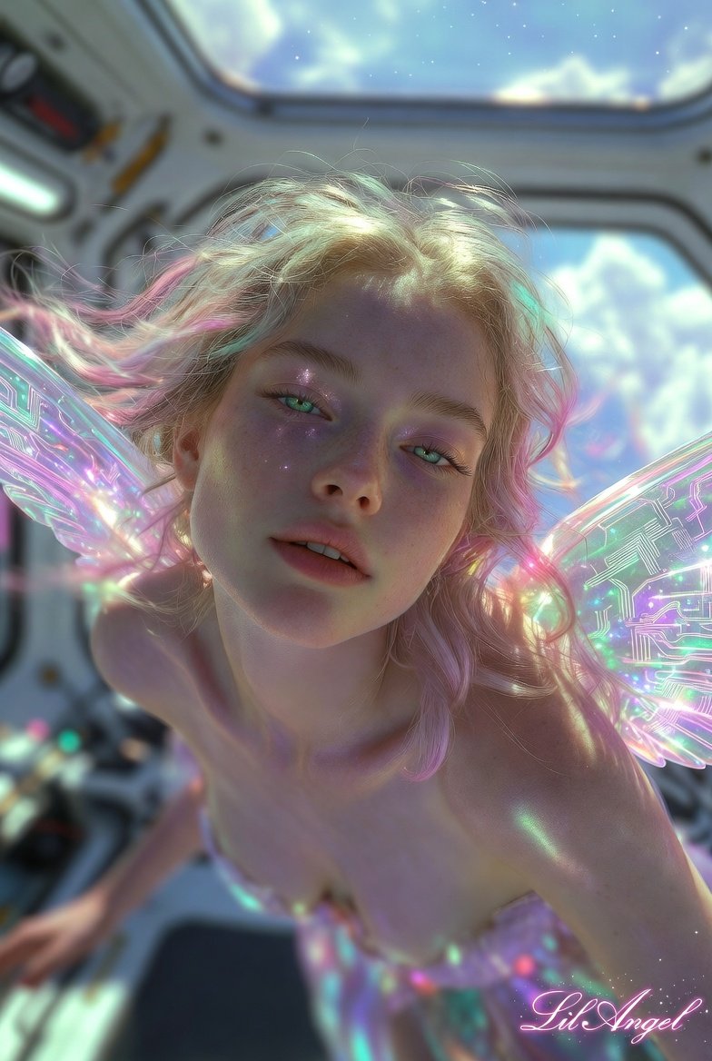 CLAngelillo's tweet photo. Looking up from the stars, feeling everything at once 💫🌌
Hair in the solar wind, heart wide open, magic dripping from every strand.
Who else is floating through life like this? ✨
Lil Angel, zero gravity edition 💖
#LilAngel #CyberFairy #SpaceAngel #StardustVibes https://t.co/EhRofH2Pyx