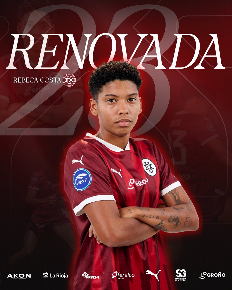 LogronoUnited's tweet photo. RENOVACIÓN | REBECA

Se extiende la colaboración con el Houston Dash y Rebeca continuará una temporada más en el DUX Logroño compitiendo en la máxima categoría. 

La central brasileña seguirá defendiendo nuestros colores ❤️

#GoDux https://t.co/EhhZU0KLc0