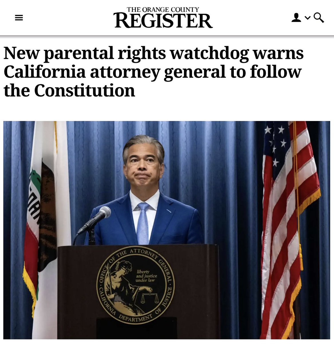 LJCenter's tweet photo. California's AB 1955 instructs schools to keep children's efforts to "gender transition" SECRET from their parents. If you find that idea disturbing, it means you're sane.

These policies not only harm kids but also interfere with parents' rights and expose school districts to federal complaints, investigations by @usedgov & civil lawsuits.

Our message to Bonta: Stop violating #parentsrights—or we'll see you in court.
https://t.co/KddQEnWfiu