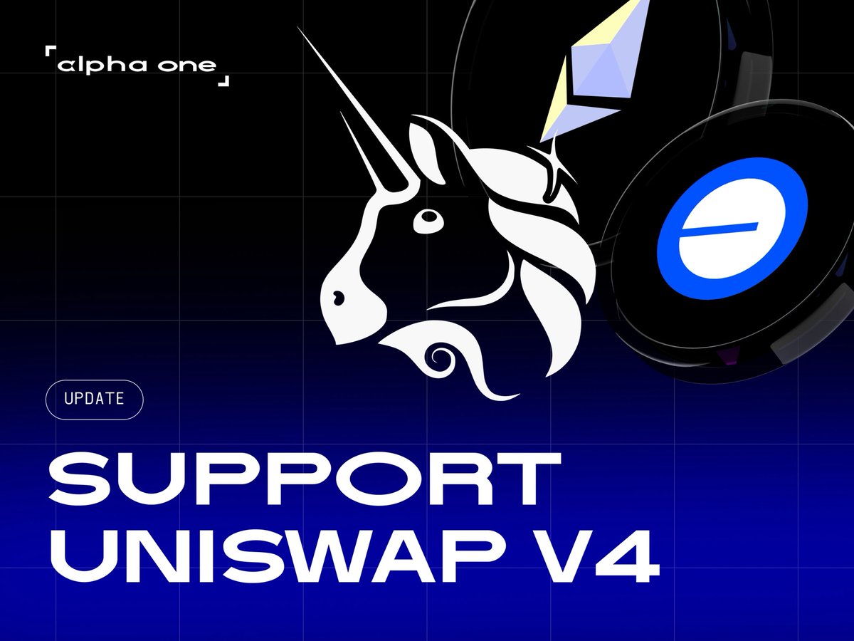 alphaonetrade's tweet photo. Update in Alpha One

We are pleased to inform you that we have added support for Uniswap V4 on the Ethereum and Base networks. This means there are now more trading options in Alpha One, and your market efficiency is even higher.

Uniswap is the largest decentralized protocol in the Ethereum ecosystem. Support for Uniswap V4 provides access to a huge volume of liquidity on Ethereum and the fast-growing Base network.

The update is already available in Alpha One