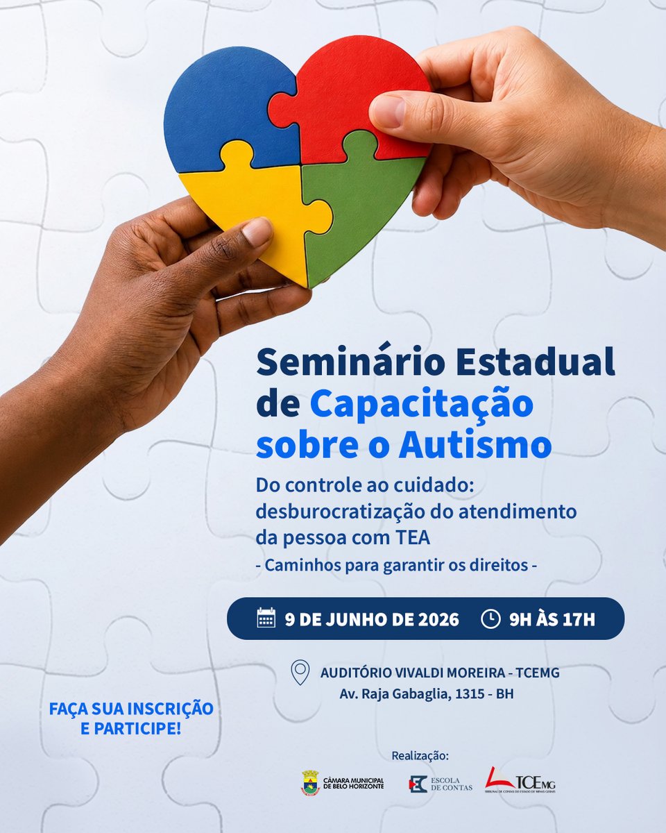 tcemg's tweet photo. Cidades mais inclusivas nascem de uma gestão pública que acolhe. 💙O TCEMG vai além da fiscalização: acreditamos na orientação para garantir direitos e construir um futuro mais humano.  Inscrições abertas para o Seminário Estadual de Capacitação sobre Autismo! https://t.co/Gtnoq9Plah