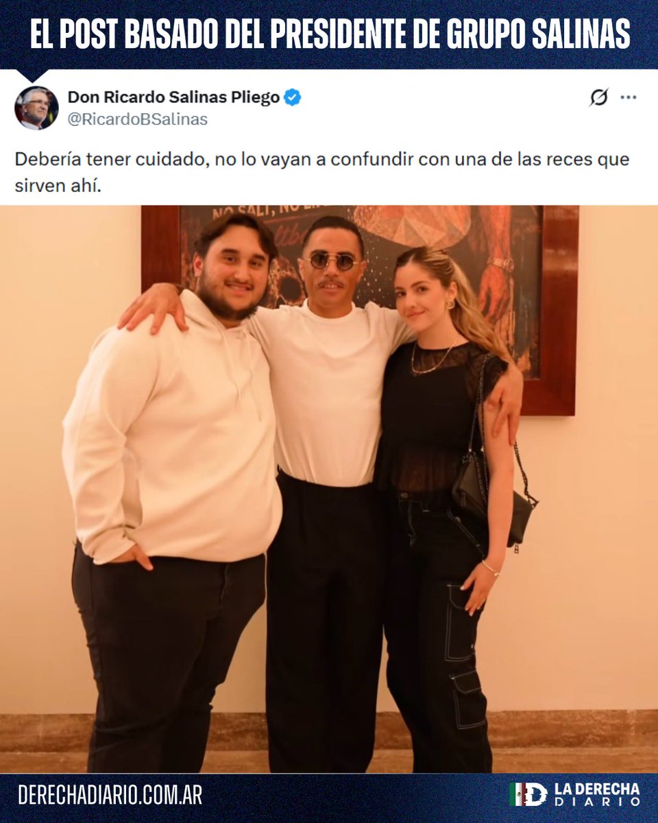 DerechaDiarioMX's tweet photo. 🇲🇽 | BASADO: El líder libertario Ricardo Salinas Pliego humilló al obeso hijo de AMLO, "El Chocoflan", que fue visto en un restaurante de carne: 

"Debería tener cuidado, no lo vayan a confundir con una de las reces que sirven ahí". https://t.co/aKl5xWsvU7