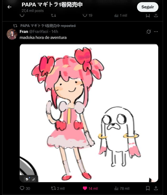 FranYaoi's tweet photo. El encargado de las tiras comicas oficiales de Madoka le dio rt a mi dibujo, esto para un otaku es como que dios te mire a los ojos https://t.co/harKOJIcT4