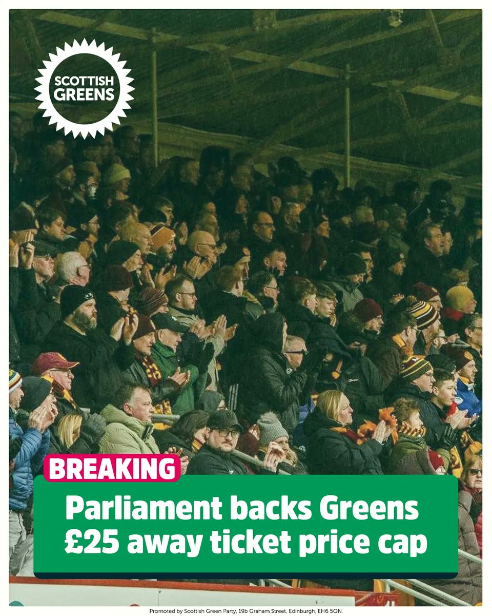 Gillian_Mackay1's tweet photo. I am delighted that MSPs backed my call for a cap.

I hope this will be the start of parties working together with fans and clubs to lower costs.

Today’s vote sends a clear message that football is nothing without fans.

Thanks to all the fan groups for their efforts so far! https://t.co/kuTZRBkp9K