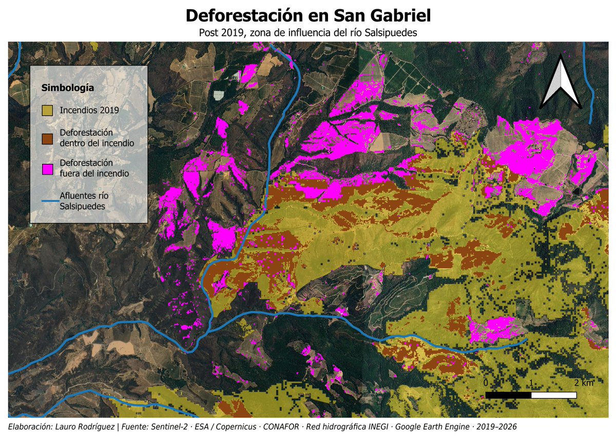 laurorodriguez_'s tweet photo. Con apoyo de IA analizamos imágenes satelitales para conocer el nivel de afectación por deforestación dentro y fuera de la zona incendiada en 2019, pero con influencia en el río Salsipudes.
El mapa interactivo puede consultarse aquí: https://t.co/Fxf6wsEG3L https://t.co/vgxdHmLDn2