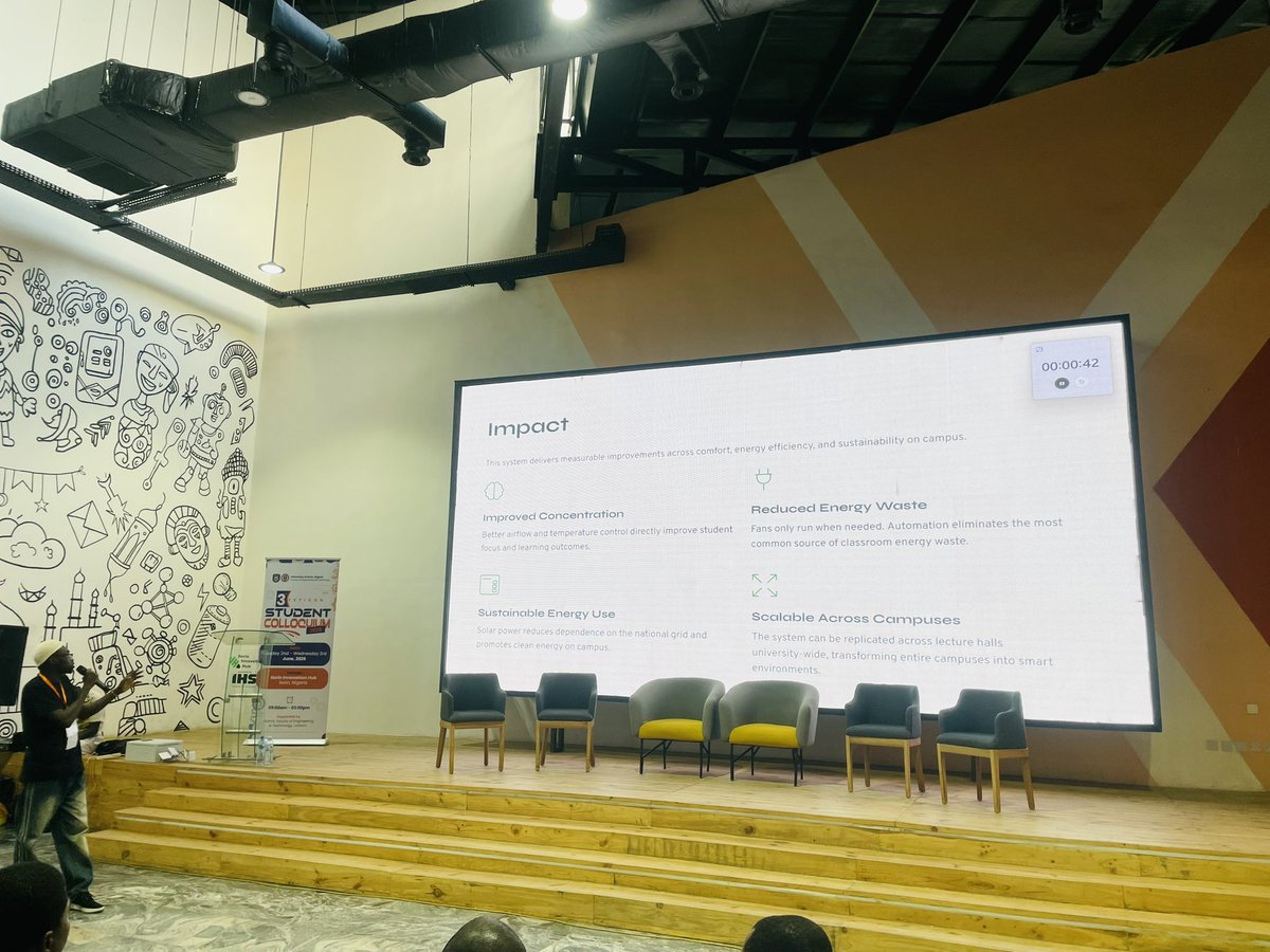 mr3_basit's tweet photo. Presented my Smart Solar-Powered Classroom Energy Saver at Ilorin Innovation Hub (FETiCON 2026).  
It improves classroom comfort, reduces energy waste, and promotes sustainable learning using solar-based automation.  
#FETiCON26 #studentcolloquium #ilorininnovationhub @IlorinHub https://t.co/HM6SWhVCM0