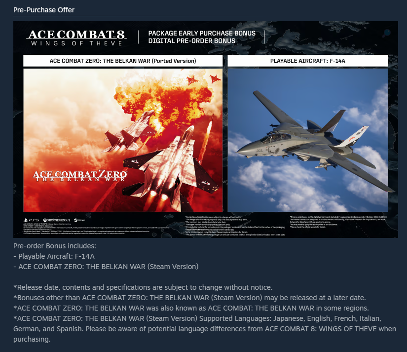JPAffinityBonus's tweet photo. ACE COMBAT ZERO CONFIRMED FOR PC VIA PRE-ORDER FOR AC8 HOLY SHIT https://t.co/TpkosqQ2Ao