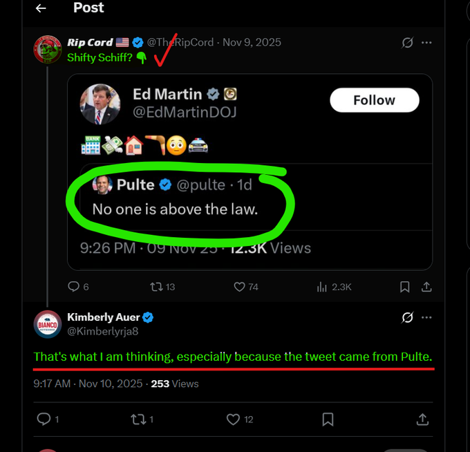 Kimberlyrja8's tweet photo. Boom, what I said...

"Pulte...has access to all the politicians committing mortgage fraud, so they can run in their districts?  

LSWH..."

https://t.co/1hFAjaN55v https://t.co/UPOhDvVlSo