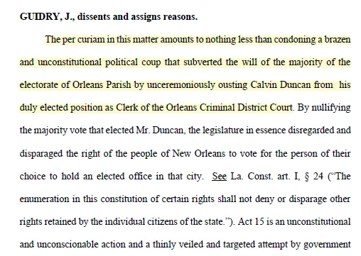 segalmr's tweet photo. The dissenting justices said the state legislature's actions:

*make "a mockery" of the electoral process;

*imply that the legislature can simply "nullify" election results; and  

*constitute a "political coup." https://t.co/oD0APaCDit