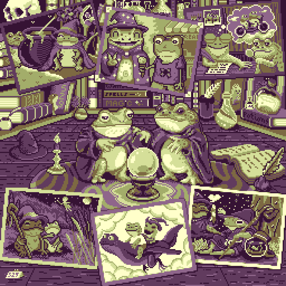 basepaint_xyz's tweet photo. We 💙 Frogs! 🐸

Day #529 "Friendship Magic" 🆚 Day #1028 "The Last Frog King" https://t.co/OZjwMZYVbD