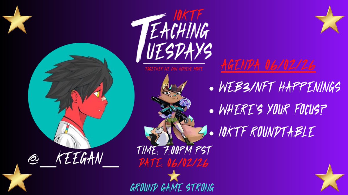 __Keegan__'s tweet photo. Stop in this week for another 10KTF Teaching Tuesdays⭐️

Tonight: Where is your focus?

https://t.co/oL5hxX4fGk
Link to spaces above 👆👆👆 https://t.co/ZGHGnWtKsg