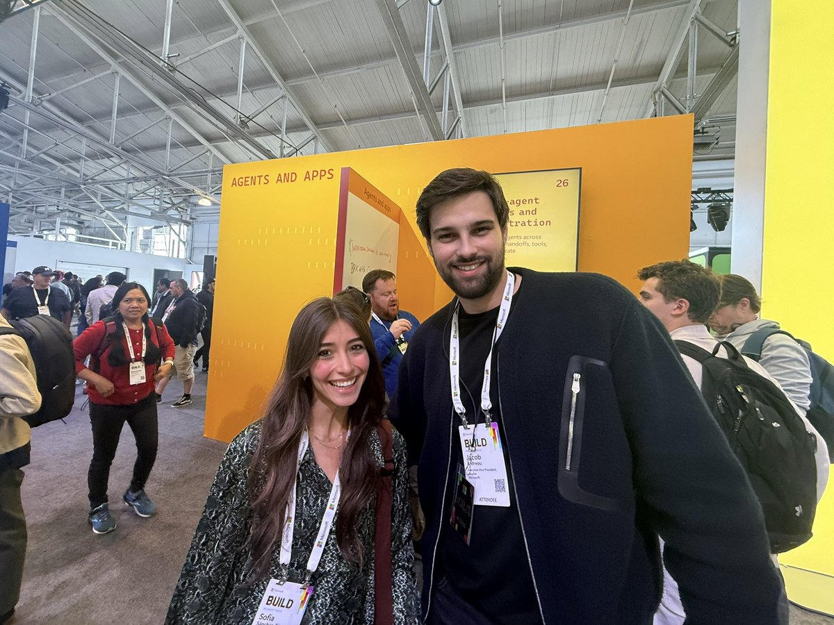 sofiiiiiasz's tweet photo. #MicrosoftBuild day 1 highlights:

seeing our @CopilotKit x MSFT Agent Harness demo come to life at the Agents &amp; Apps booth

chatting with @jacobandreou &amp; @OmarShahine after meeting them at Builders on Tap last night🍻

come see the demo yourself at the Festival Pavillion! https://t.co/YkCXgGJOs3