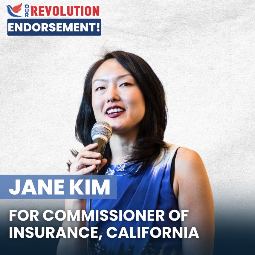 OurRevolution's tweet photo. Californians have the chance to elect someone who understands that government should work for ordinary people, not corporations and special interests. Throughout her career @JaneKim has been a champion for working families, economic justice, and holding powerful interests accountable. 

Those are exactly the kinds of qualities that will make her an excellent public servant.
