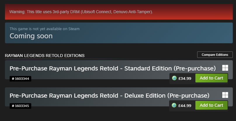 TRIPLE_06_'s tweet photo. Denuvo in a Rayman game.
FUCK OFF UBISOFT! 😡
#RaymanLegendsRetold https://t.co/gtyuUCmErV